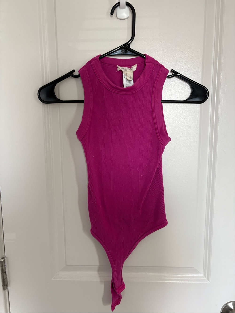 Sleeveless Ribbed Bodysuit in Magenta